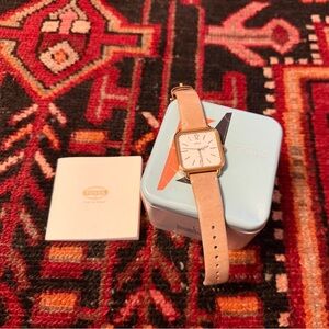 Vintage square face Fossil watch with collectible tin
